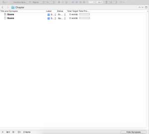 Scrivener - Outliner view