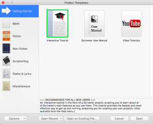 Scrivener Walkthrough - Project Templates